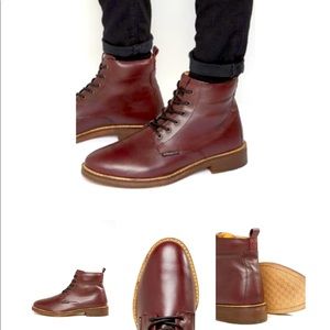 Ben Sherman Burgundy Men’s Aine Lace Up Boots - Size 9 Us / 43 EU